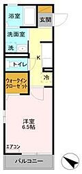 東武東上線 川越駅 徒歩13分の賃貸アパート 3階1Kの間取り