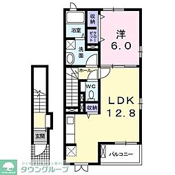 東武越生線 武州唐沢駅 徒歩7分の賃貸アパート 2階1LDKの間取り