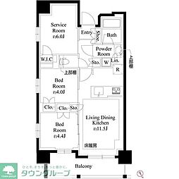 東武東上線 上福岡駅 徒歩2分の賃貸マンション 6階2SLDKの間取り
