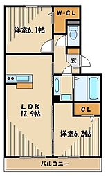 西武新宿線 南大塚駅 徒歩21分の賃貸アパート 2階2LDKの間取り