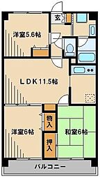 東武東上線 北坂戸駅 徒歩5分の賃貸マンション 4階3LDKの間取り