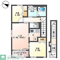 東武越生線 武州唐沢駅 徒歩8分の賃貸アパート 2階2LDKの間取り