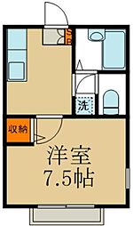 東武東上線 上福岡駅 徒歩5分の賃貸アパート 2階1Kの間取り