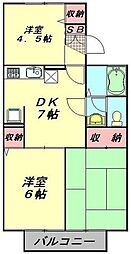 東武東上線 川越市駅 徒歩14分の賃貸アパート 1階3DKの間取り