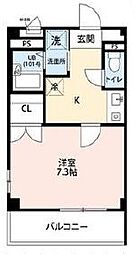 東武東上線 新河岸駅 徒歩11分の賃貸マンション 1階1Kの間取り