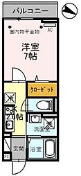 東武東上線 ふじみ野駅 徒歩10分の賃貸アパート 1階1Kの間取り