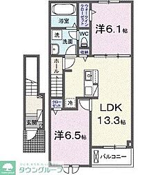 東武東上線 小川町駅 徒歩21分の賃貸アパート 2階2LDKの間取り