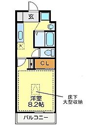 西武新宿線 本川越駅 徒歩3分の賃貸マンション 1階1Kの間取り
