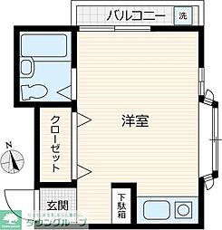 東武東上線 高坂駅 徒歩15分の賃貸アパート 2階ワンルームの間取り