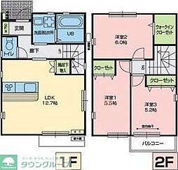 西武新宿線 新狭山駅 徒歩20分の賃貸一戸建て 3LDKの間取り