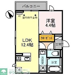 西武新宿線 狭山市駅 徒歩7分の賃貸アパート 1階1LDKの間取り