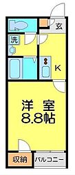 東武東上線 坂戸駅 徒歩12分の賃貸アパート 1階1Kの間取り