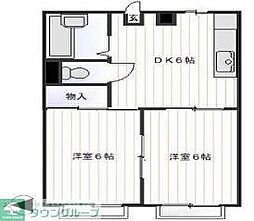 ハンティングヒル 2DKの間取図画像