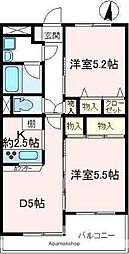 サンロイヤル富士見 2DKの間取図画像