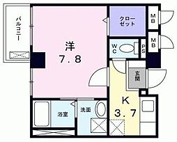 ライゼイヅミヤI 1Kの間取図画像