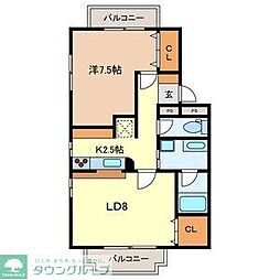 ミルフィーユふじみ野壱番館 1LDKの間取図画像