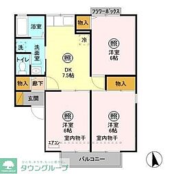 リッツハウスA 3DKの間取図画像