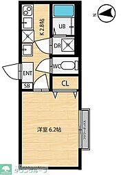 川越市宮下町2丁目アパート 1Kの間取図画像