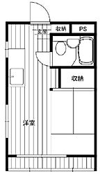 コーポ秋月 ワンルームの間取図画像