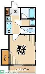 京王線 聖蹟桜ヶ丘駅 3.2kmの賃貸アパート 2階1Kの間取り