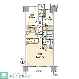 JR青梅線 昭島駅 徒歩5分の賃貸マンション 10階2LDKの間取り