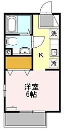 京王線 高幡不動駅 徒歩15分の賃貸アパート 2階1Kの間取り