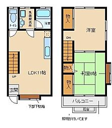 西武拝島線 東大和市駅 徒歩8分の賃貸テラスハウス 1階2LDKの間取り