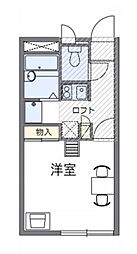 西武拝島線 西武立川駅 徒歩10分の賃貸アパート 3階1Kの間取り