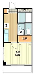 JR中央線 立川駅 徒歩16分の賃貸マンション 2階1Kの間取り