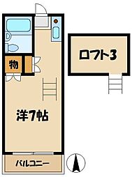 京王線 中河原駅 徒歩14分の賃貸アパート 2階1Kの間取り