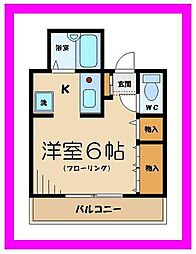 京王線 分倍河原駅 徒歩5分の賃貸マンション 1階1Kの間取り