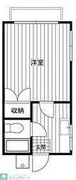 西武多摩湖線 一橋学園駅 徒歩5分の賃貸アパート 2階1Kの間取り