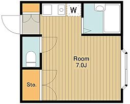 JR中央線 国分寺駅 徒歩8分の賃貸アパート 1階ワンルームの間取り