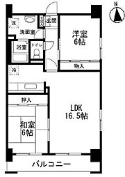 西武新宿線 花小金井駅 徒歩7分の賃貸マンション 4階2LDKの間取り