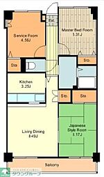 JR中央線 立川駅 徒歩7分の賃貸マンション 12階3LDKの間取り