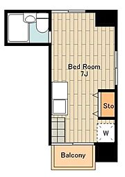 JR南武線 矢川駅 徒歩13分の賃貸マンション 3階ワンルームの間取り