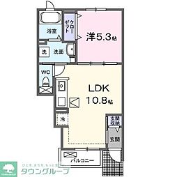 西武拝島線 西武立川駅 徒歩20分の賃貸アパート 1階1LDKの間取り