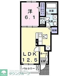 京王線 中河原駅 徒歩23分の賃貸アパート 1階1LDKの間取り