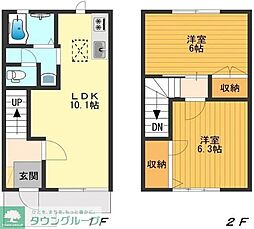 京王線 平山城址公園駅 徒歩7分の賃貸アパート 1階2LDKの間取り
