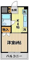 JR中央線 武蔵境駅 徒歩12分の賃貸マンション 3階1Kの間取り