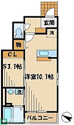 JR中央線 豊田駅 徒歩28分の賃貸アパート 1階ワンルームの間取り