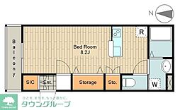 JR中央線 高尾駅 徒歩10分の賃貸アパート 3階ワンルームの間取り