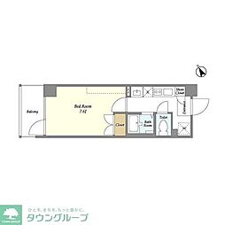 JR中央線 立川駅 徒歩4分の賃貸マンション 8階1Kの間取り