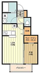 ヴィラージュ国立 1階1DKの間取り