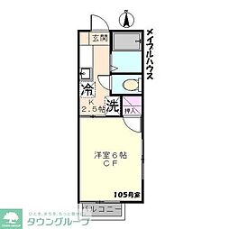 メイプルハウス 1階1Kの間取り