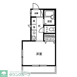 西武拝島線 小川駅 徒歩10分の賃貸アパート 2階1Kの間取り