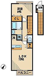メゾンドサンセールＣ 2階1LDKの間取り