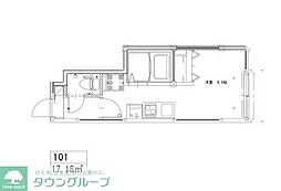 ソルナクレイシア三鷹II 1階ワンルームの間取り