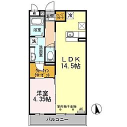 京王線 中河原駅 徒歩4分の賃貸アパート 2階1LDKの間取り