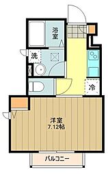 JR青梅線 西立川駅 徒歩7分の賃貸アパート 1階1Kの間取り